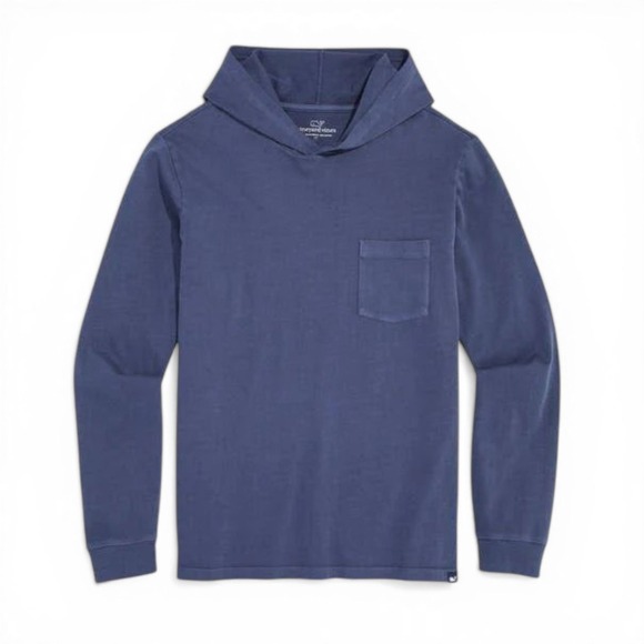Vineyard Vines Other - Vineyard Vines Hoodie Tee Mens Large Nautical Navy Surf Garment Dye Cotton NEW